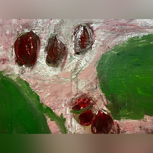 Abstract Green and Red Canvas Art - Picture 2 of 2